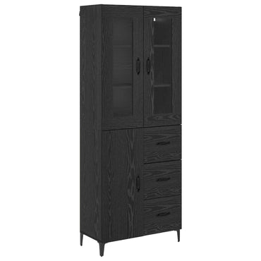 vidaXL Buffet haut noir aspect chêne 69,5 x 34 x 180 cm Bois d'ingénierie