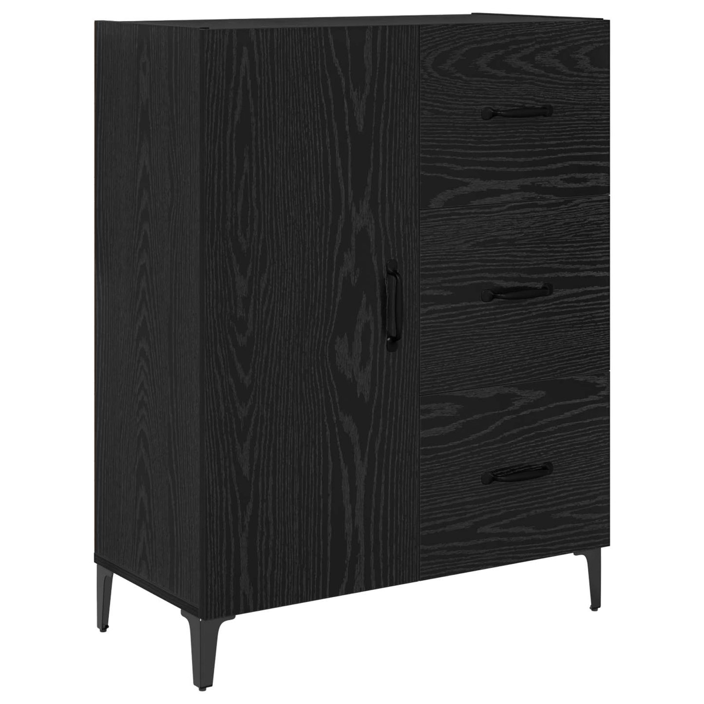 Highboard Schwarz Eichen-Optik 69,5 x 34 x 180 cm Holzwerkstoff