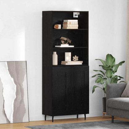 vidaXL Bahut haut noir aspect chêne 69,5 x 34 x 180 cm