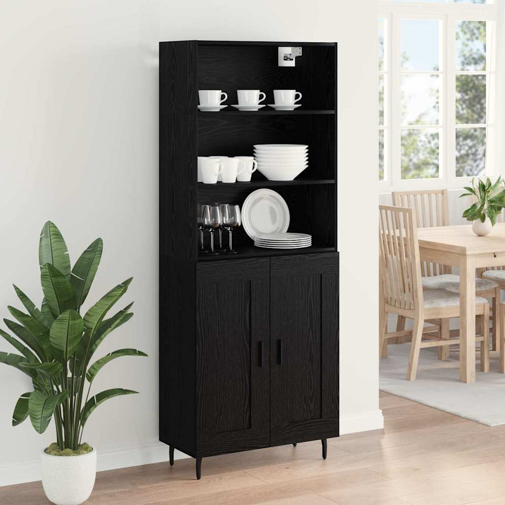 vidaXL Bahut haut noir aspect chêne 69,5 x 34 x 180 cm