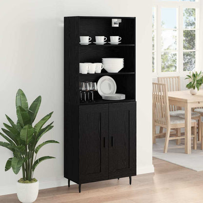 vidaXL Bahut haut noir aspect chêne 69,5 x 34 x 180 cm