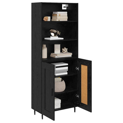vidaXL Bahut haut noir aspect chêne 69,5 x 34 x 180 cm