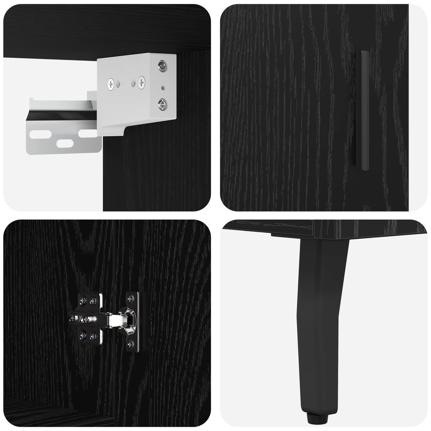 vidaXL Highboard 2 pcs Schwarz Eichen-Optik Holzwerkstoff