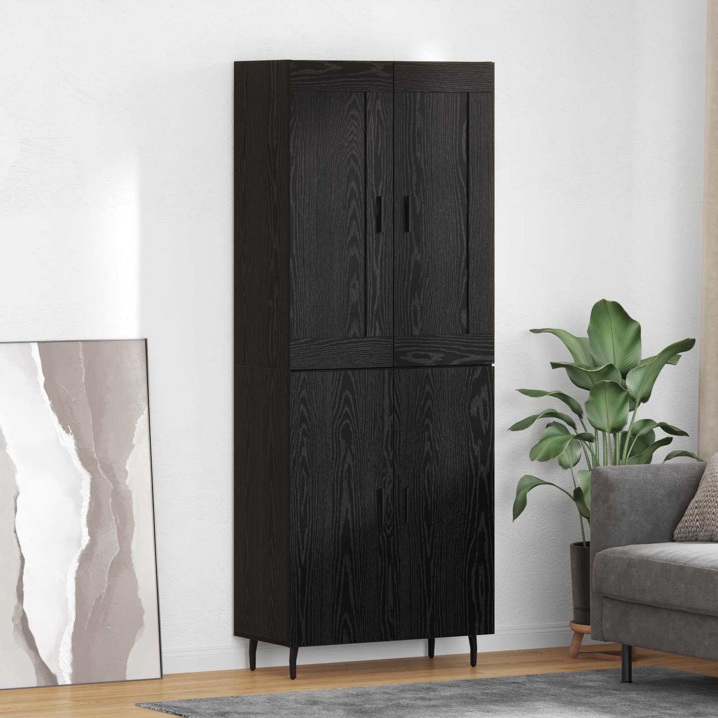 vidaXL Highboard 2 pcs Schwarz Eichen-Optik Holzwerkstoff