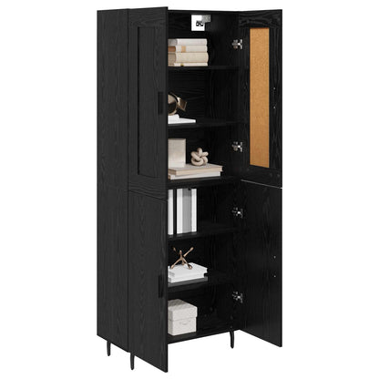 vidaXL Highboard 2 pcs Schwarz Eichen-Optik Holzwerkstoff