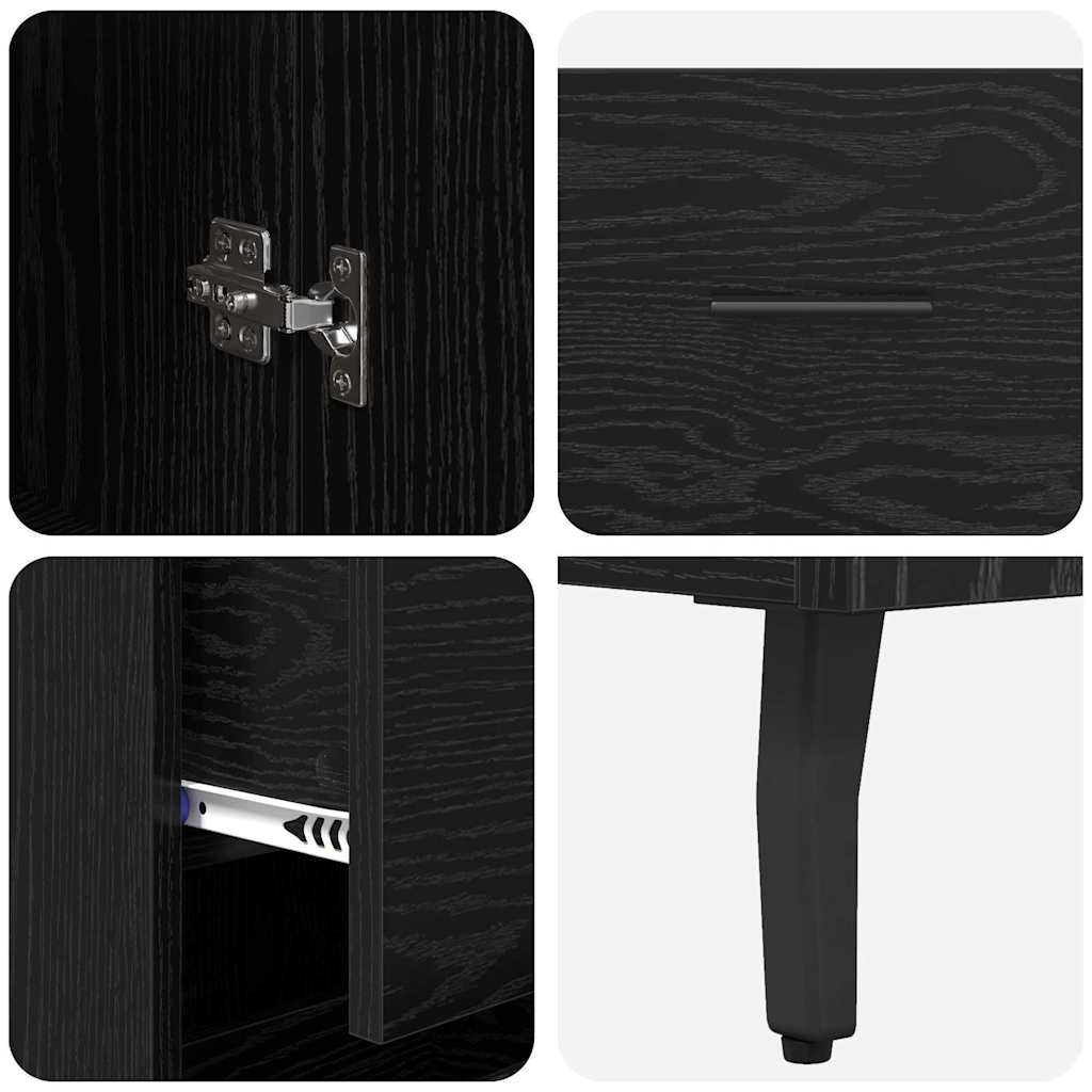 vidaXL Highboard Schwarz Eichen-Optik 34,5 x 34 x 180 cm Holzwerkstoff