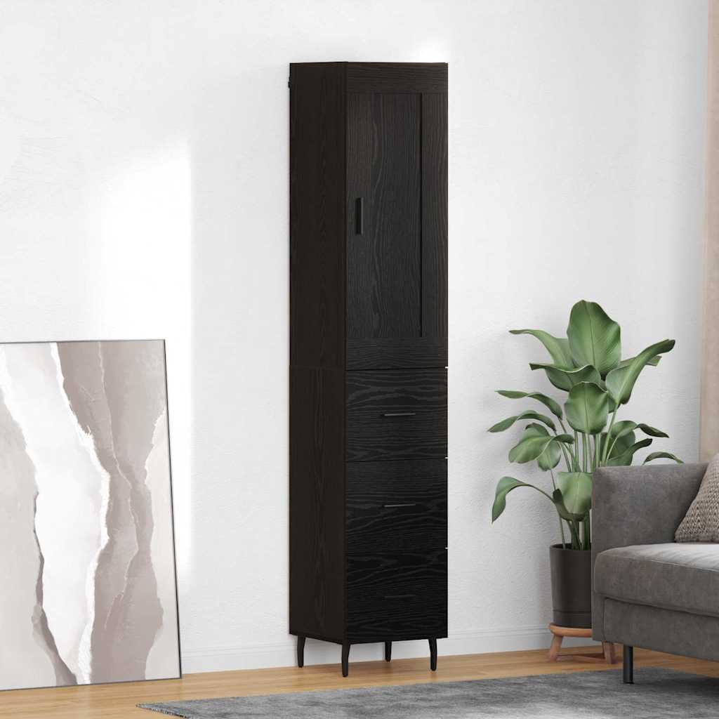 vidaXL Highboard Schwarz Eichen-Optik 34,5 x 34 x 180 cm Holzwerkstoff
