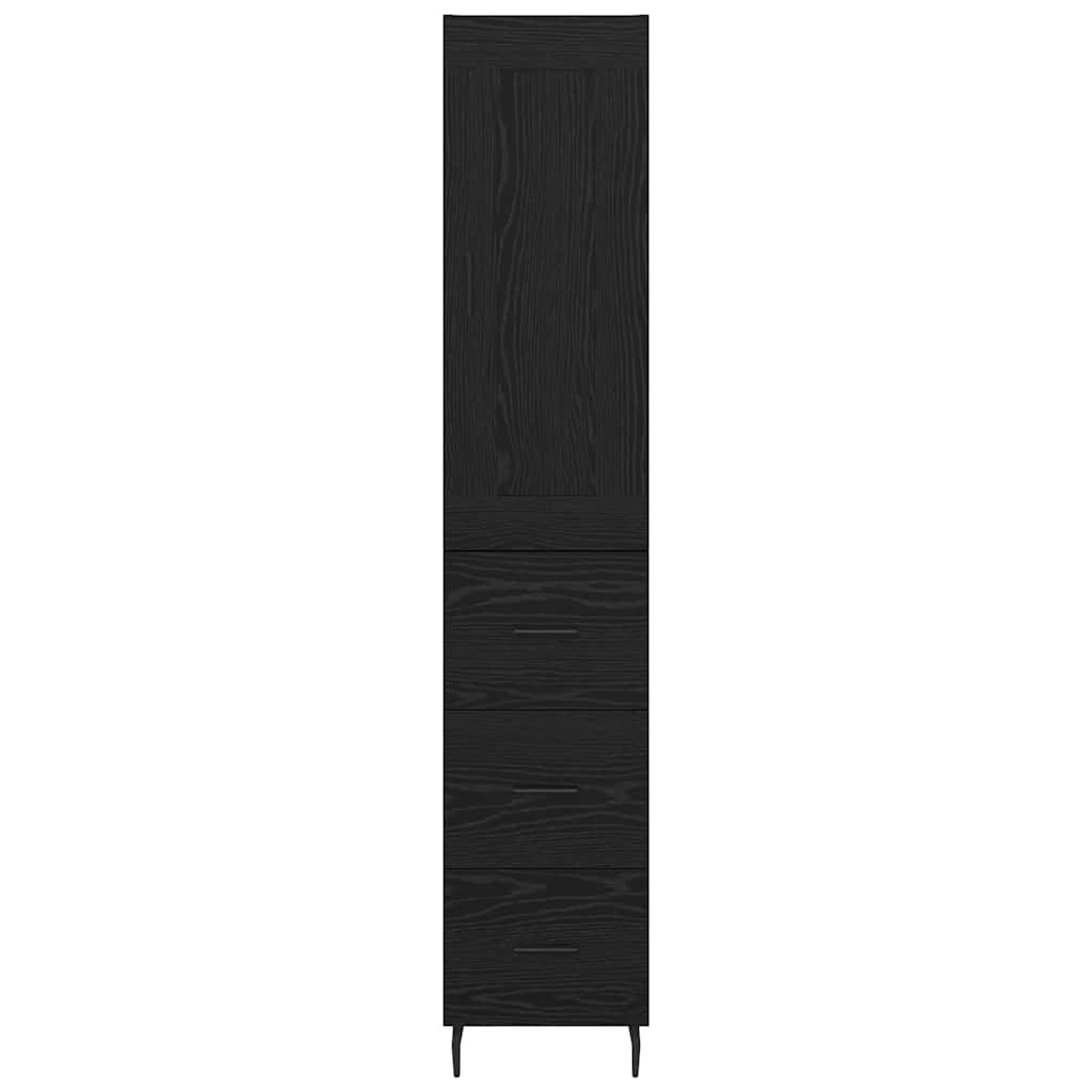 vidaXL Highboard Schwarz Eichen-Optik 34,5 x 34 x 180 cm Holzwerkstoff