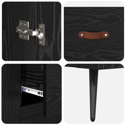 vidaXL Buffet haut noir aspect chêne 69,5 x 34 x 180 cm Bois d'ingénierie