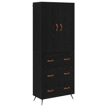vidaXL Buffet haut noir aspect chêne 69,5 x 34 x 180 cm Bois d'ingénierie