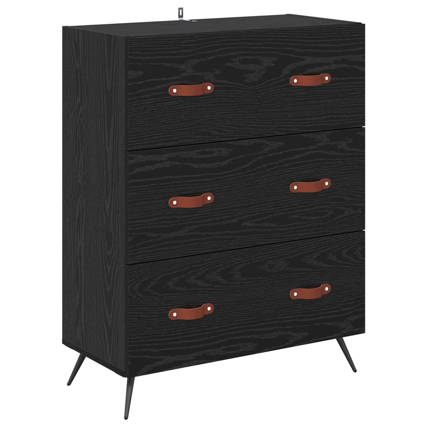 vidaXL Buffet haut noir aspect chêne 69,5 x 34 x 180 cm Bois d'ingénierie