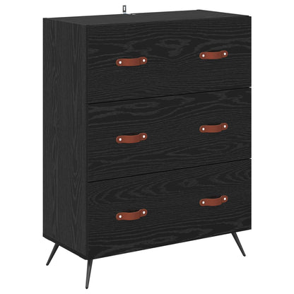 vidaXL Buffet haut noir aspect chêne 69,5 x 34 x 180 cm Bois d'ingénierie