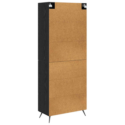 vidaXL Buffet haut noir aspect chêne 69,5 x 34 x 180 cm Bois d'ingénierie