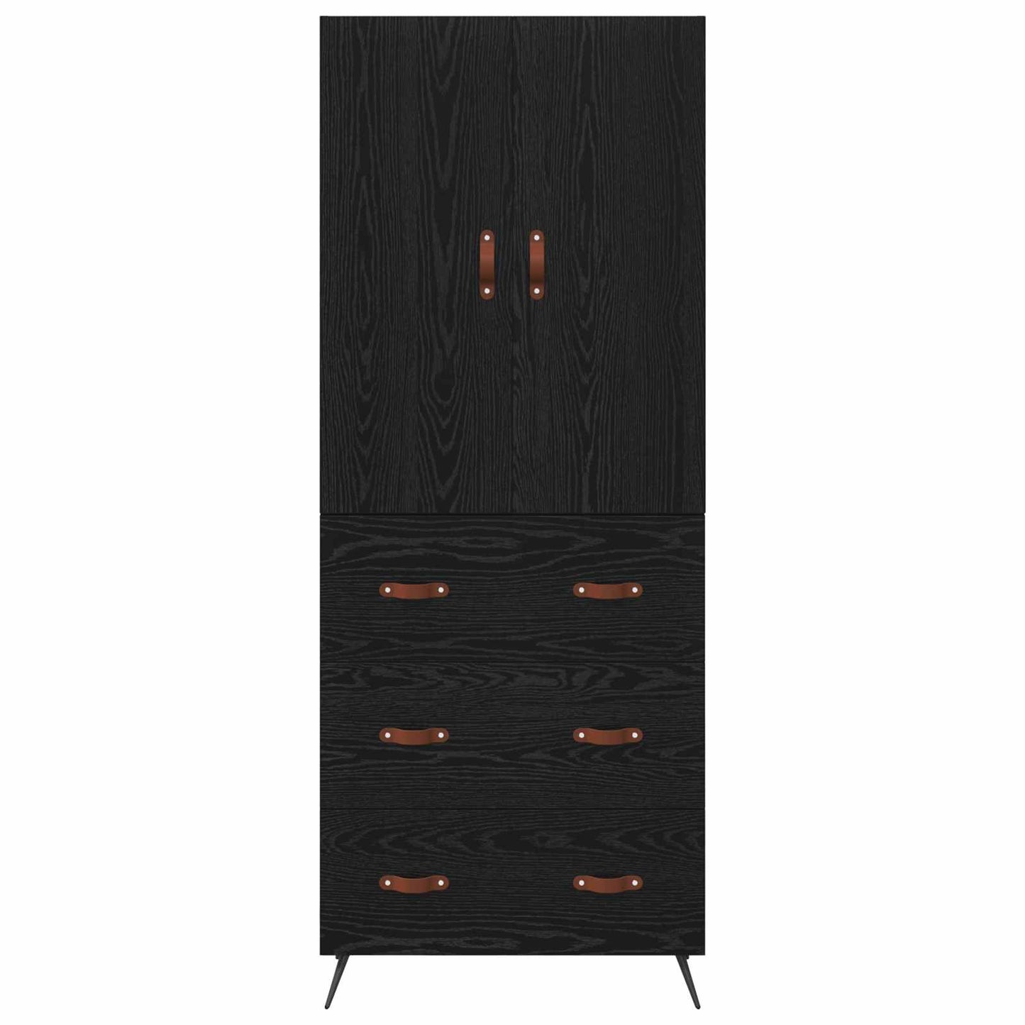vidaXL Buffet haut noir aspect chêne 69,5 x 34 x 180 cm Bois d'ingénierie