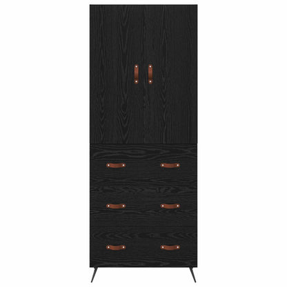 vidaXL Buffet haut noir aspect chêne 69,5 x 34 x 180 cm Bois d'ingénierie