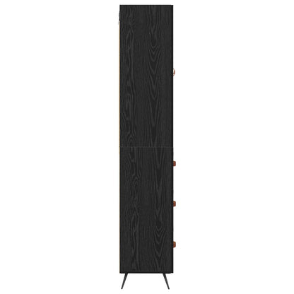 vidaXL Buffet haut noir aspect chêne 69,5 x 34 x 180 cm Bois d'ingénierie
