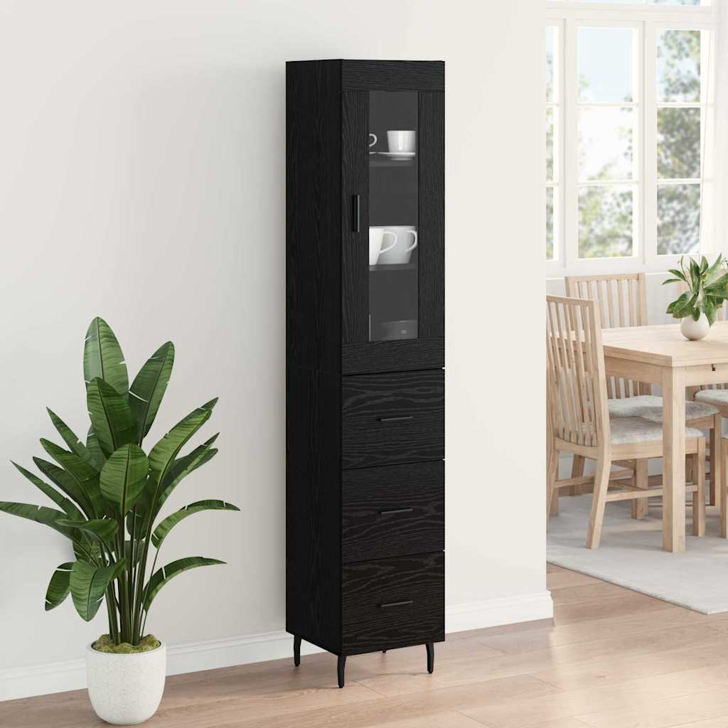 vidaXL Highboard Schwarz Eichen-Optik 34,5 x 34 x 180 cm Holzwerkstoff