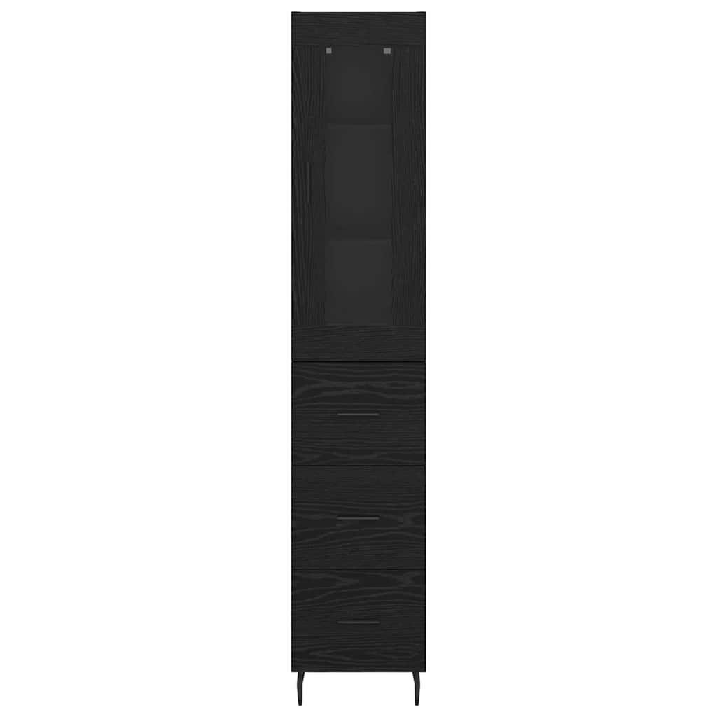 vidaXL Highboard Schwarz Eichen-Optik 34,5 x 34 x 180 cm Holzwerkstoff