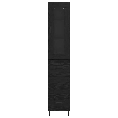 vidaXL Highboard Schwarz Eichen-Optik 34,5 x 34 x 180 cm Holzwerkstoff