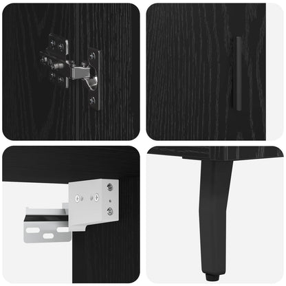 vidaXL Highboard 2 pcs Schwarz Eichen-Optik Engineered Wood und Glas