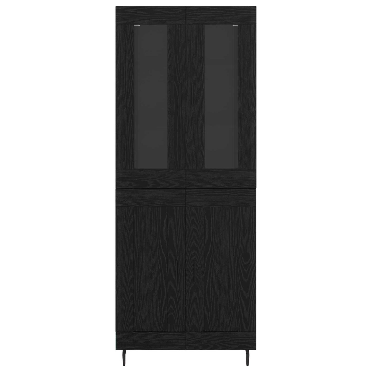 vidaXL Highboard 2 pcs Schwarz Eichen-Optik Engineered Wood und Glas