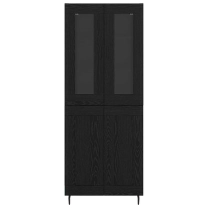vidaXL Highboard 2 pcs Schwarz Eichen-Optik Engineered Wood und Glas