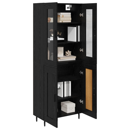vidaXL Highboard 2 pcs Schwarz Eichen-Optik Engineered Wood und Glas