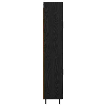 vidaXL Highboard 2 pcs Schwarz Eichen-Optik Engineered Wood und Glas