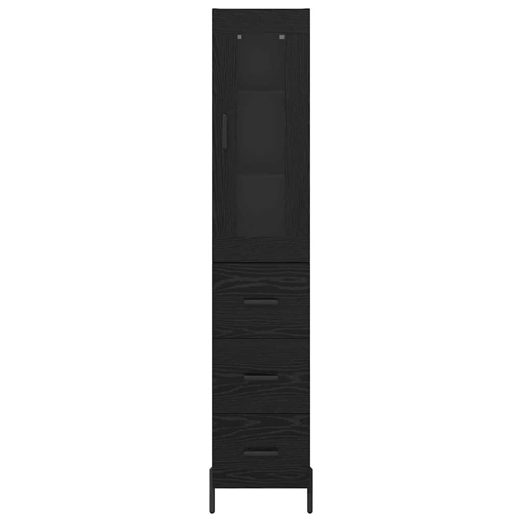 vidaXL Highboard Schwarz Eichen-Optik 34,5 x 34 x 180 cm Holzwerkstoff