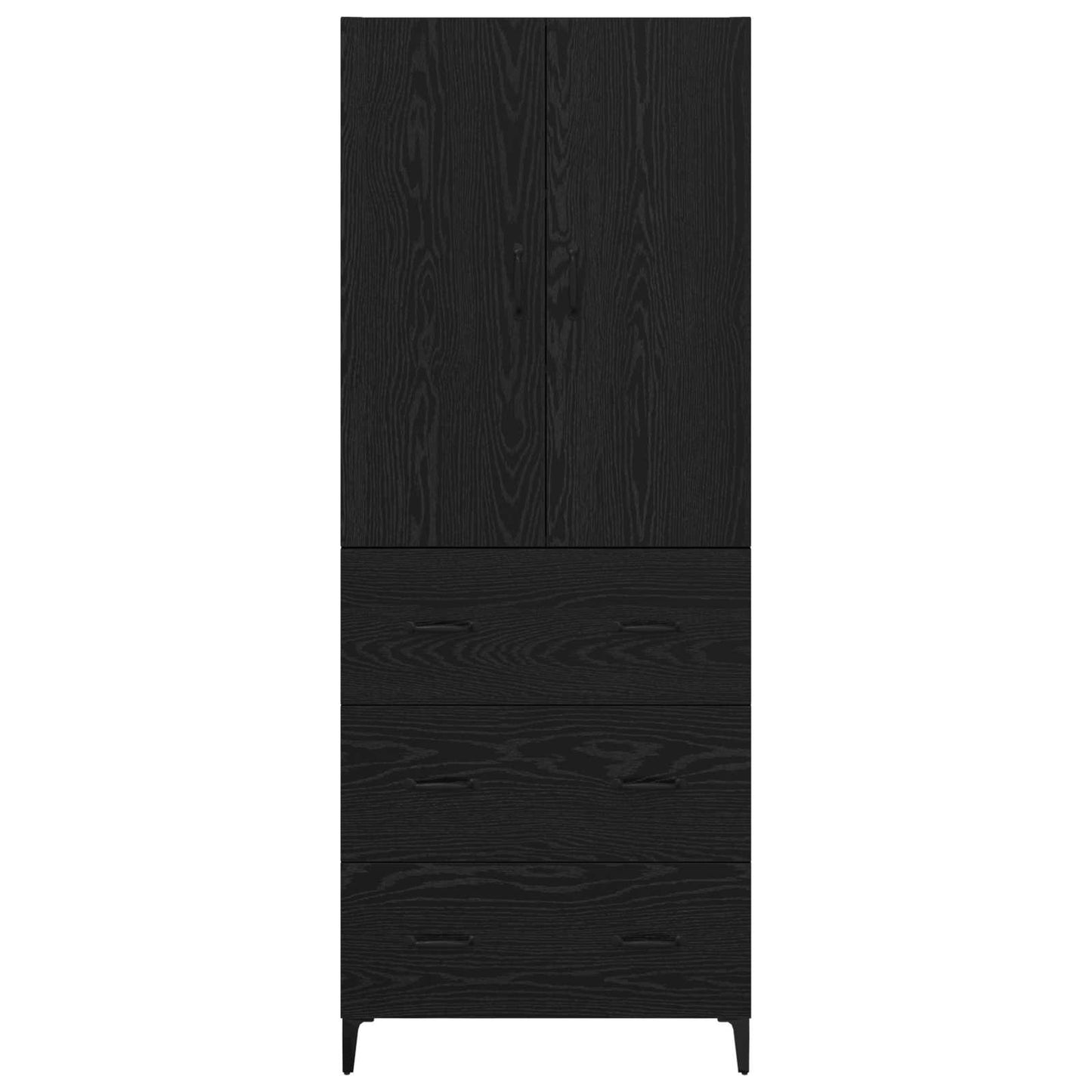 vidaXL Buffet haut noir aspect chêne 69,5 x 34 x 180 cm Bois d'ingénierie
