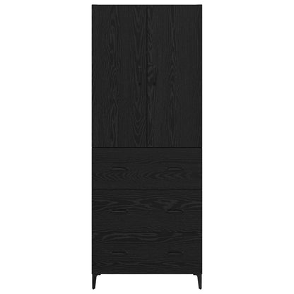vidaXL Buffet haut noir aspect chêne 69,5 x 34 x 180 cm Bois d'ingénierie