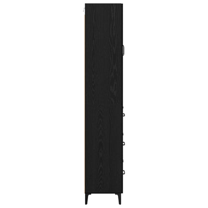 vidaXL Buffet haut noir aspect chêne 69,5 x 34 x 180 cm Bois d'ingénierie