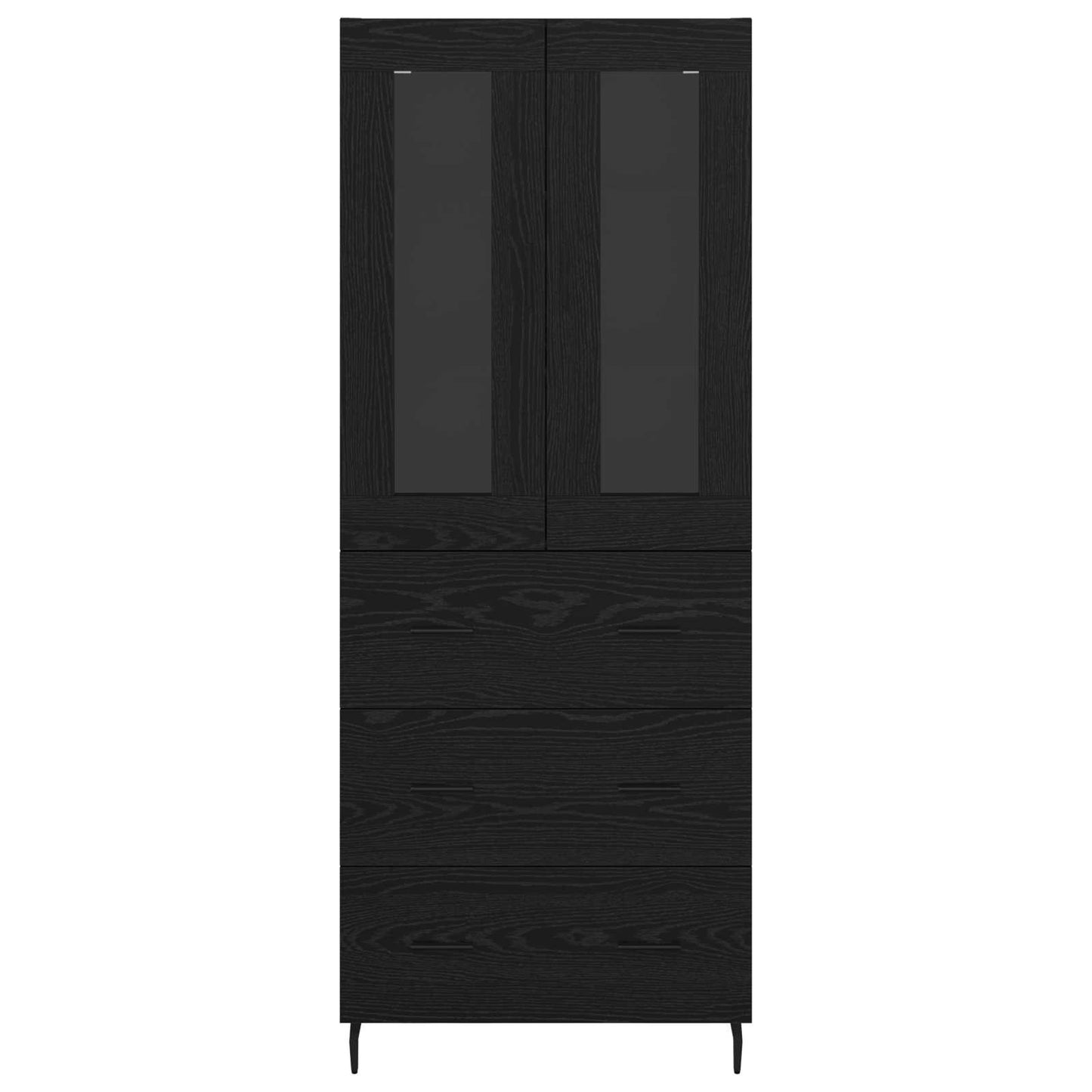 vidaXL Highboard 2 pcs Schwarz Eichen-Optik Engineered Wood und Glas