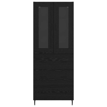 vidaXL Highboard 2 pcs Schwarz Eichen-Optik Engineered Wood und Glas