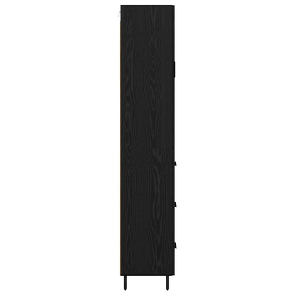 vidaXL Highboard 2 pcs Schwarz Eichen-Optik Engineered Wood und Glas