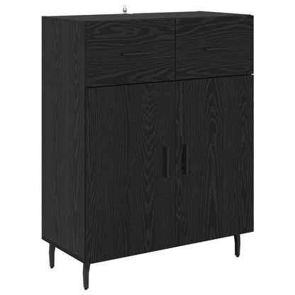 vidaXL Highboard 2 pcs Schwarz Eichen-Optik Engineered Wood und Glas