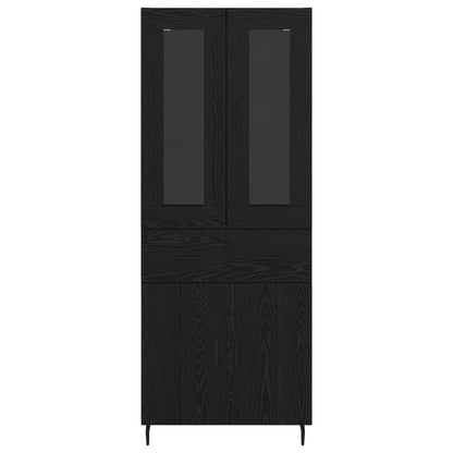 vidaXL Highboard 2 pcs Schwarz Eichen-Optik Engineered Wood und Glas