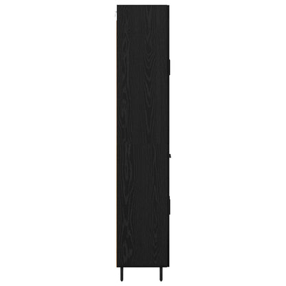 vidaXL Highboard 2 pcs Schwarz Eichen-Optik Engineered Wood und Glas
