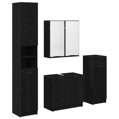 vidaXL Ensemble de meubles de salle de bain 4 pcs Noir aspect chêne Aggloméré