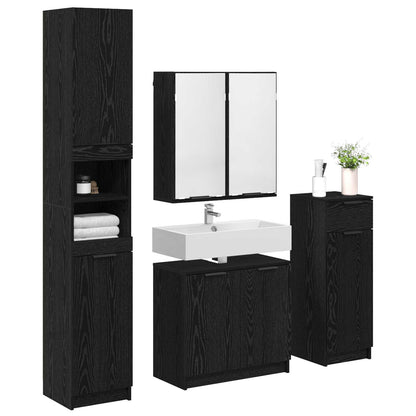 vidaXL Ensemble de meubles de salle de bain 4 pcs Noir aspect chêne Aggloméré