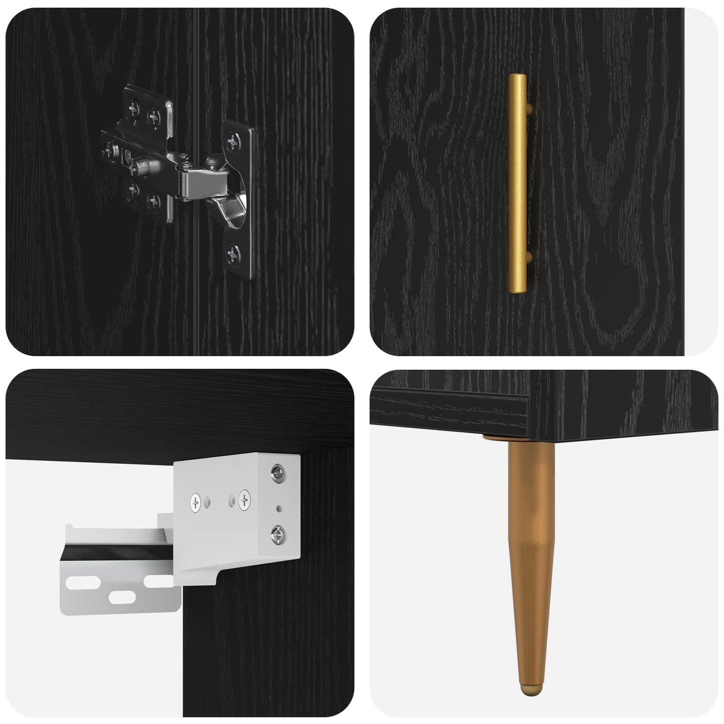 vidaXL Buffet haut noir aspect chêne 69,5 x 34 x 180 cm Bois d'ingénierie