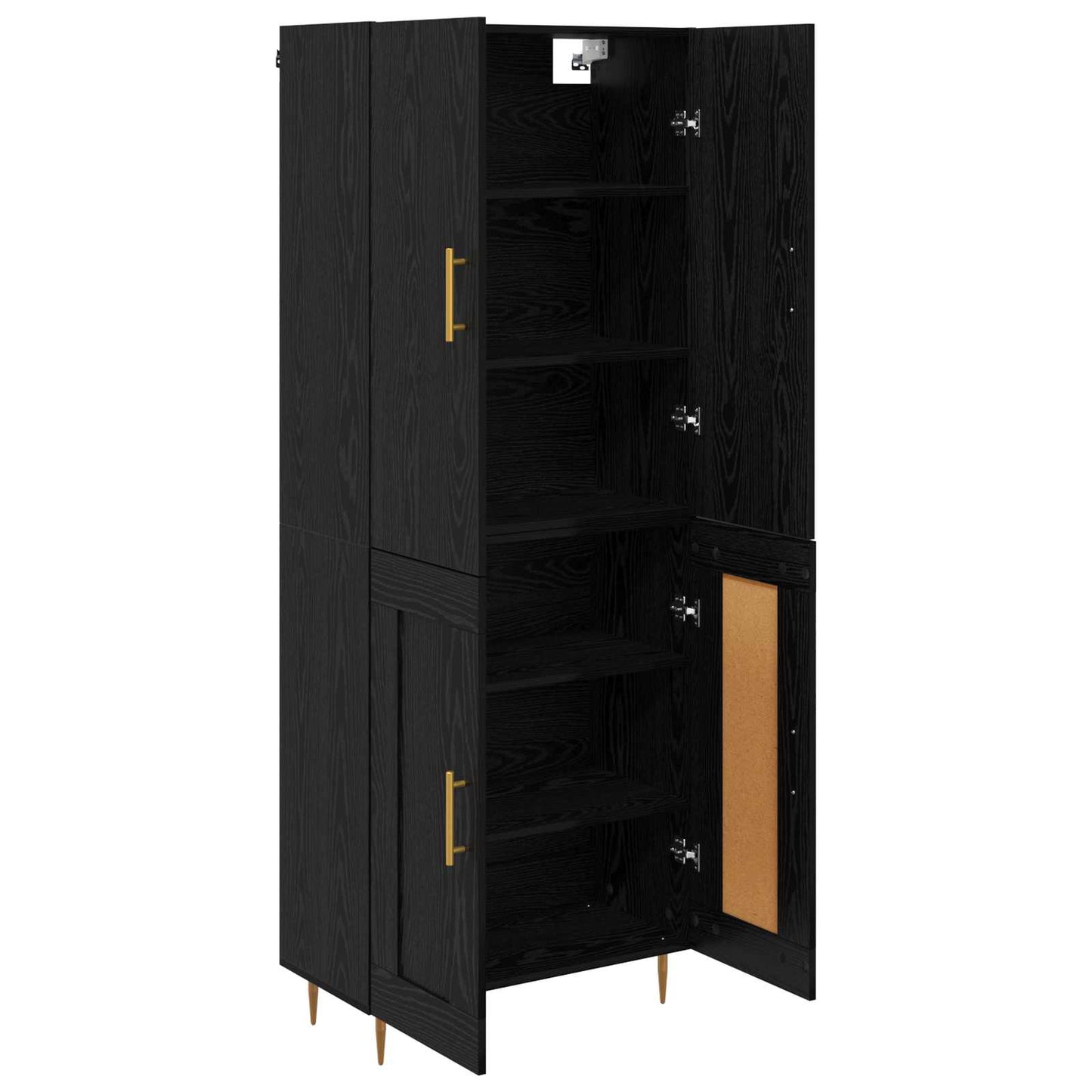 vidaXL Buffet haut noir aspect chêne 69,5 x 34 x 180 cm Bois d'ingénierie
