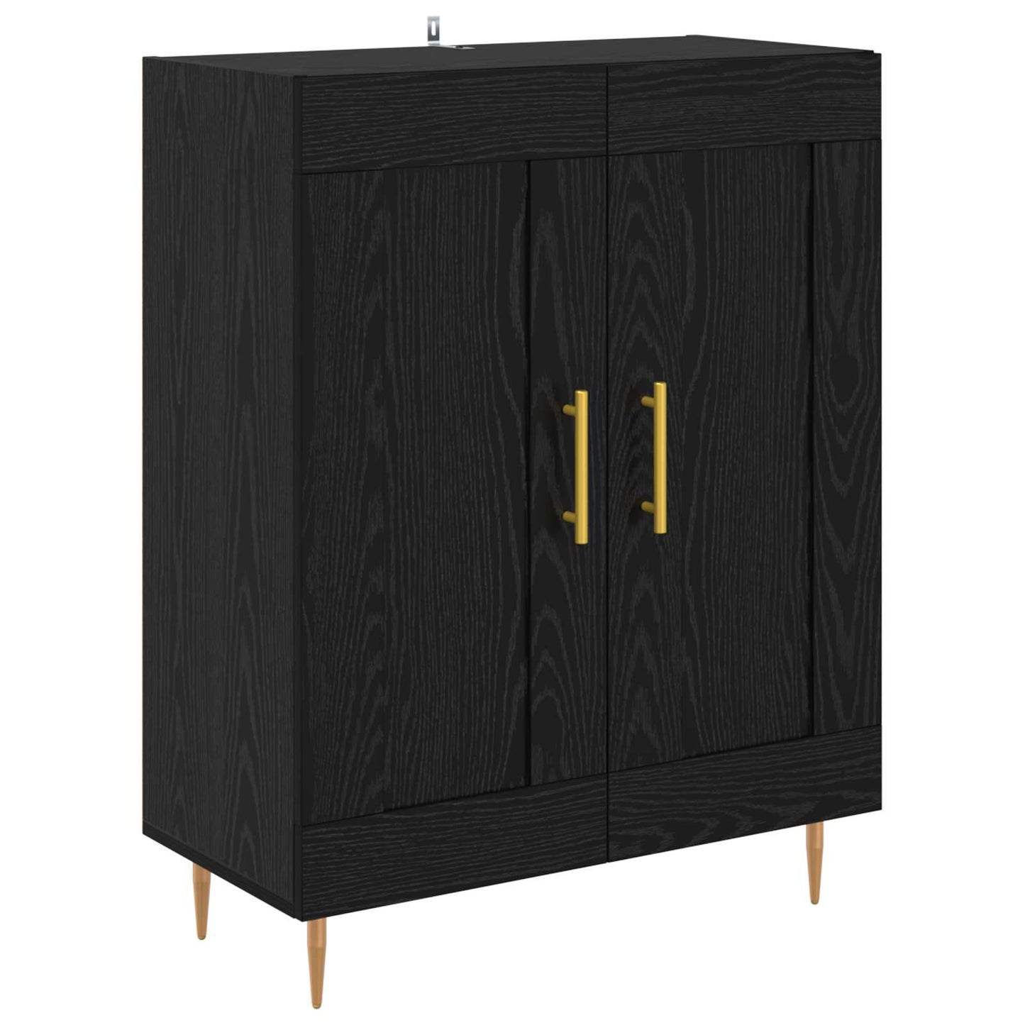 vidaXL Buffet haut noir aspect chêne 69,5 x 34 x 180 cm Bois d'ingénierie