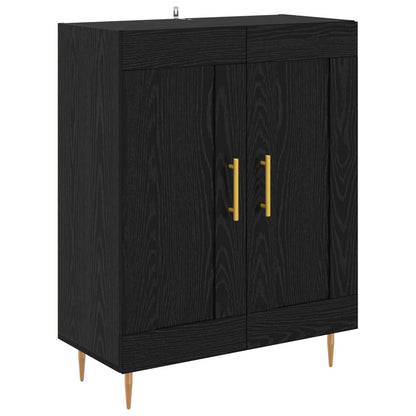 vidaXL Buffet haut noir aspect chêne 69,5 x 34 x 180 cm Bois d'ingénierie