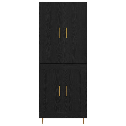 vidaXL Buffet haut noir aspect chêne 69,5 x 34 x 180 cm Bois d'ingénierie
