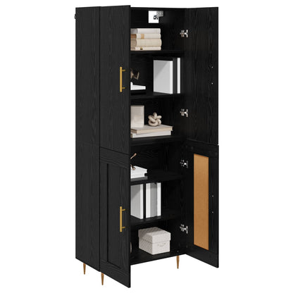 vidaXL Buffet haut noir aspect chêne 69,5 x 34 x 180 cm Bois d'ingénierie