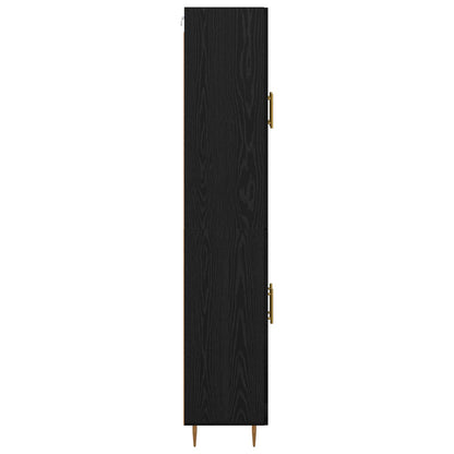 vidaXL Buffet haut noir aspect chêne 69,5 x 34 x 180 cm Bois d'ingénierie