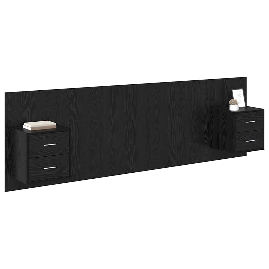 vidaXL Kopfteil mit Schrank 3 Stück Schwarz Eichen-Optik Holzwerkstoff