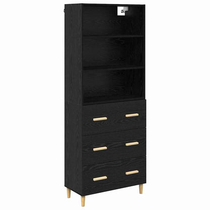 Highboard Schwarz Eichen-Optik 69,5 x 32,5 x 180 cm