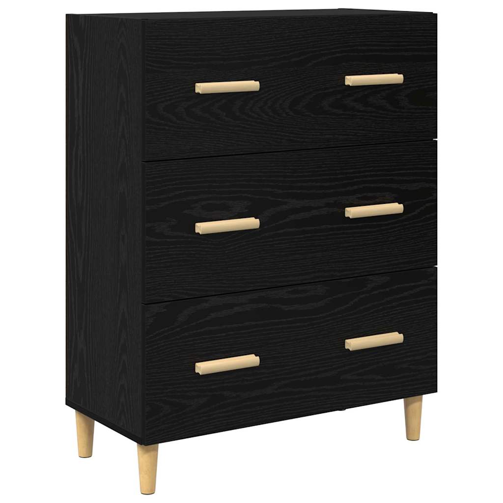 Highboard Schwarz Eichen-Optik 69,5 x 32,5 x 180 cm